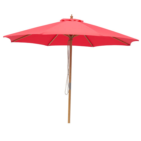 Billy Fresh 3m Bamboo Umbrella - Solid Red