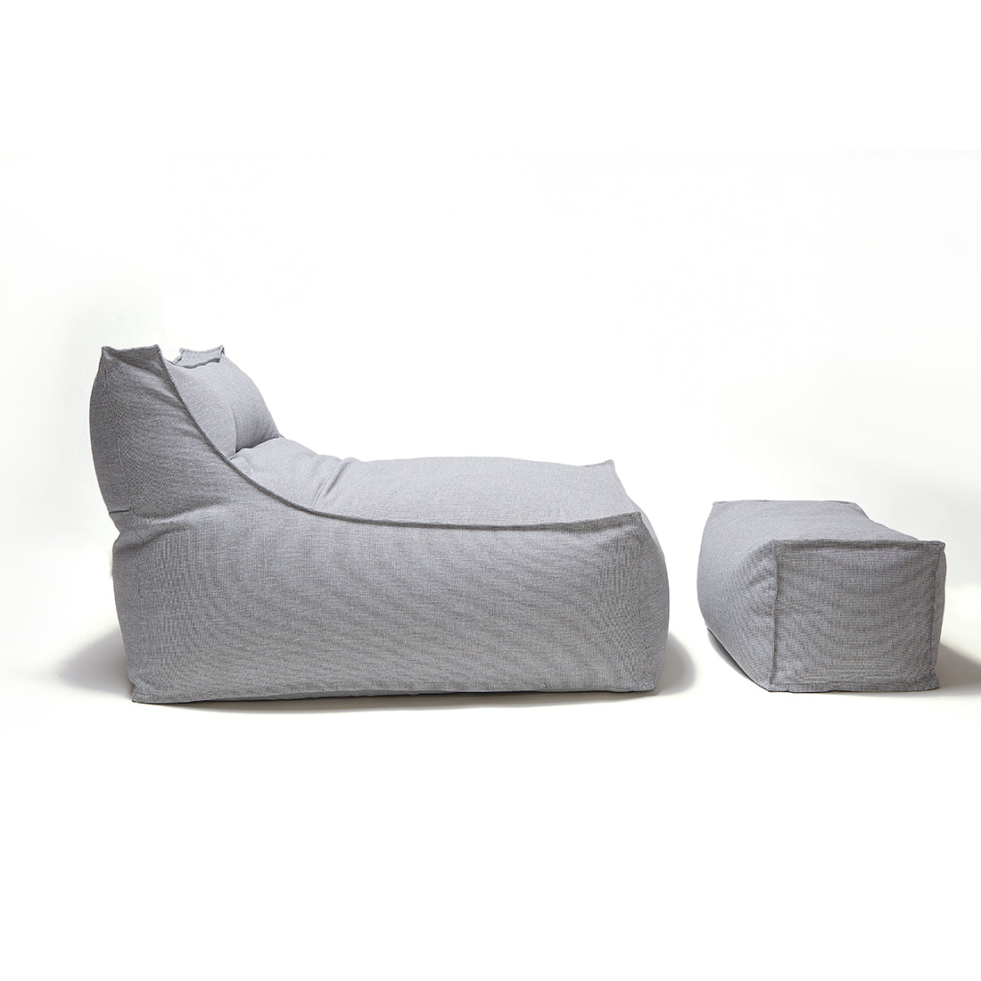 Superior Lounger and Square Pouf Light Grey