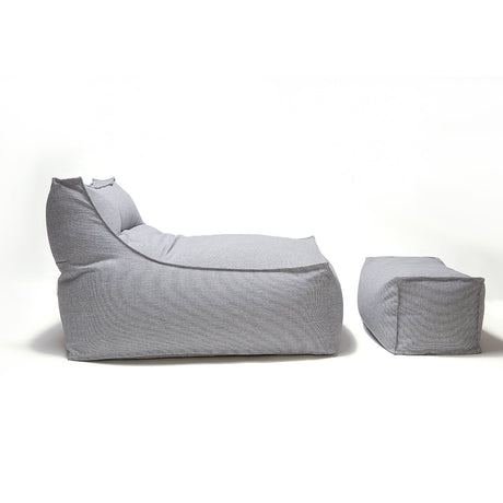 Superior Lounger and Square Pouf Light Grey