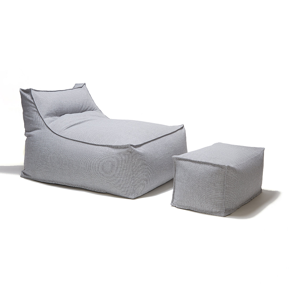 Superior Lounger and Square Pouf Light Grey