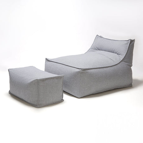 Superior Lounger and Square Pouf Light Grey