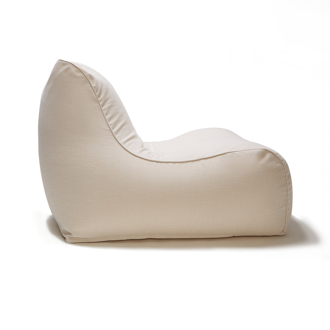 Deluxe Lounger and Round Pouf Beige
