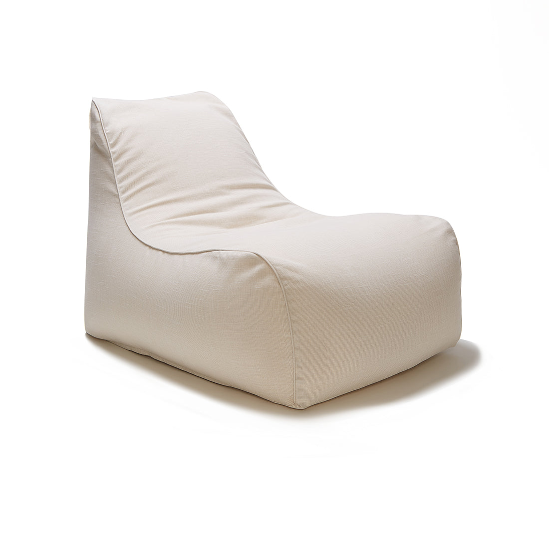 Deluxe Lounger and Round Pouf Beige