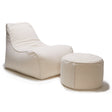 Deluxe Lounger and Round Pouf Beige