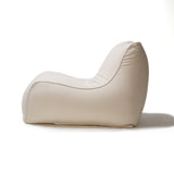 Deluxe Lounger and Round Pouf Beige