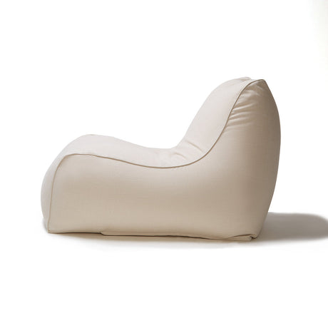 Deluxe Lounger and Round Pouf Beige