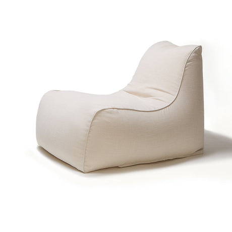 Deluxe Lounger and Round Pouf Beige