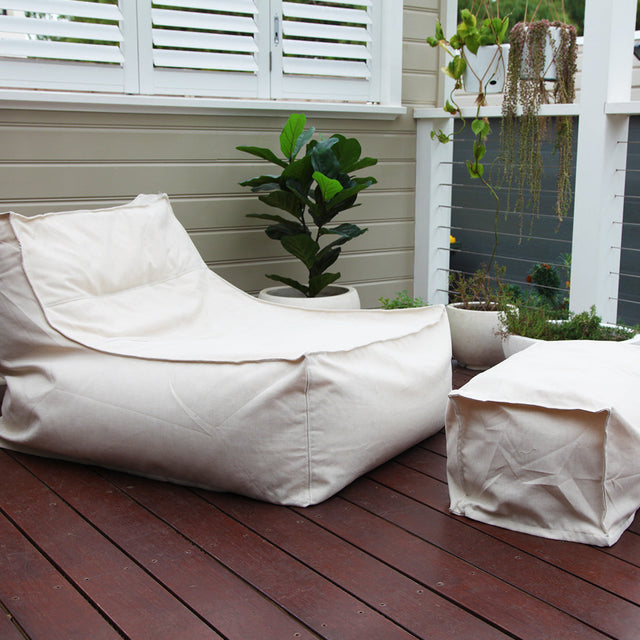 Superior Lounger and Square Pouf Beige
