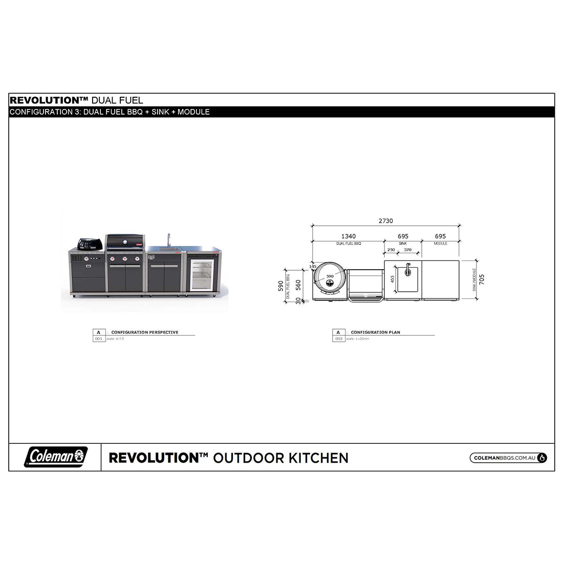 Coleman Revolution Dual Fuel with Sink and Fridge Modules - Charcoal Glimmer