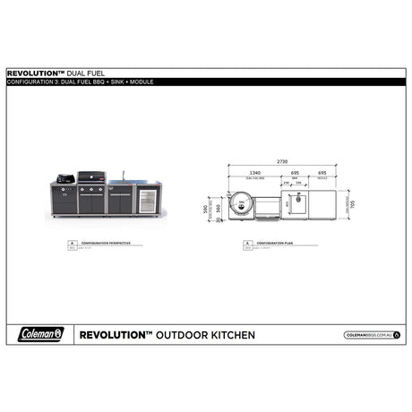 Coleman Revolution Dual Fuel with Sink and Fridge Modules - Shadow Gloss