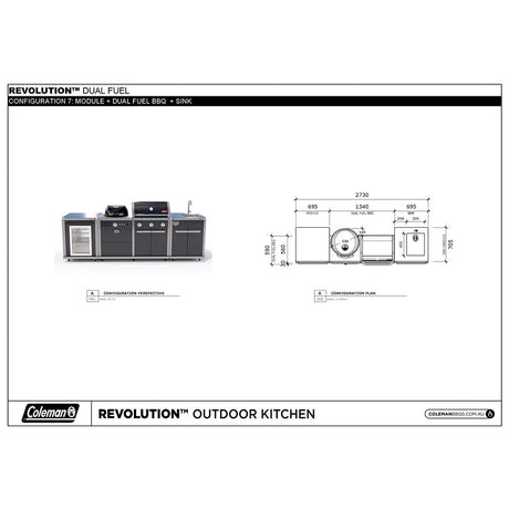 Coleman Revolution Dual Fuel with Sink and Fridge Modules - Shadow Gloss