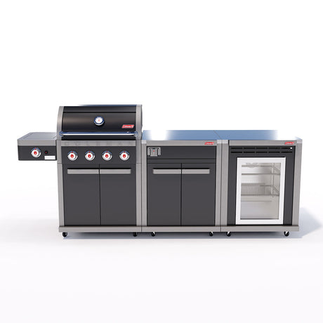 Coleman Revolution Dual Fuel with Bench and Fridge Module - Black Gloss