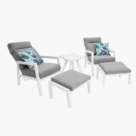 Dakota 5pc Recline Lounge Setting - White