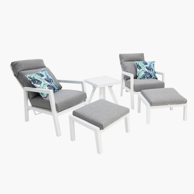 Dakota 5pc Recline Lounge Setting - White
