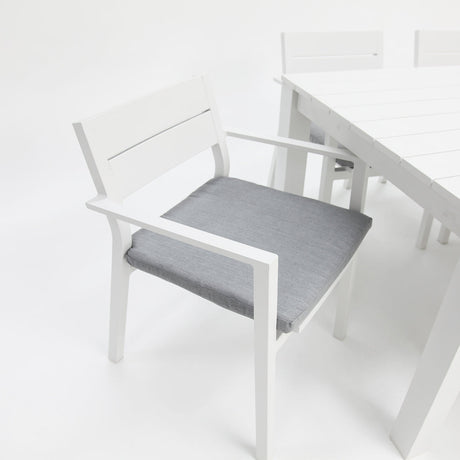 Dallas 7pc Aluminium Dining Setting - White
