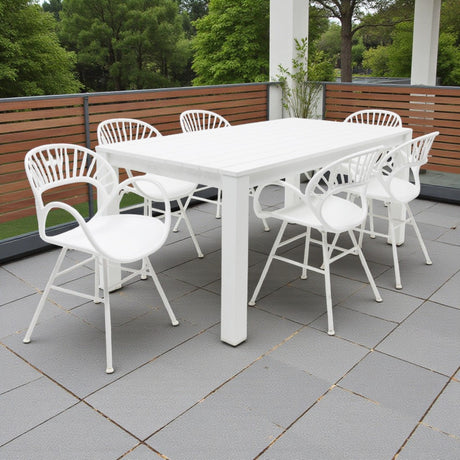 Dallas Fantail 7pc Dining Setting - White