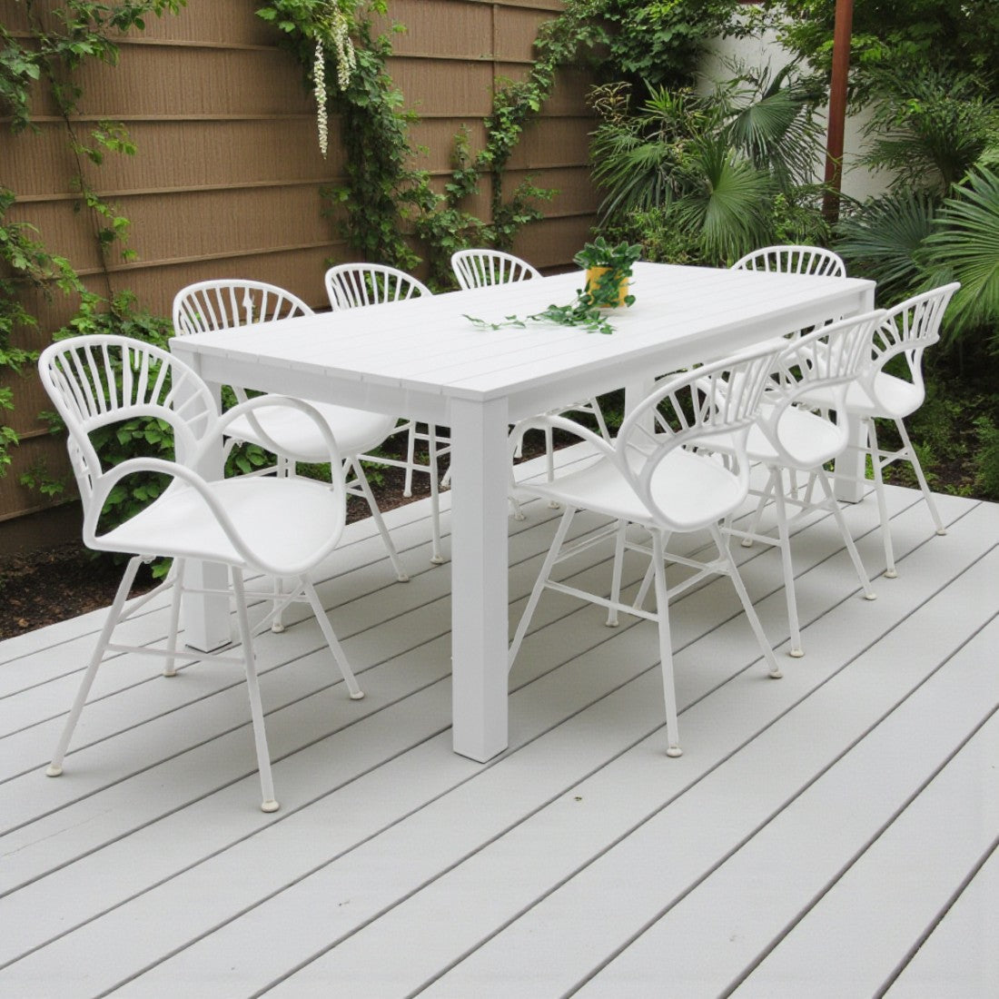 Dallas Fantail 9pc Dining Setting - White