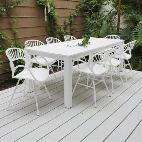 Dallas Fantail 9pc Dining Setting - White