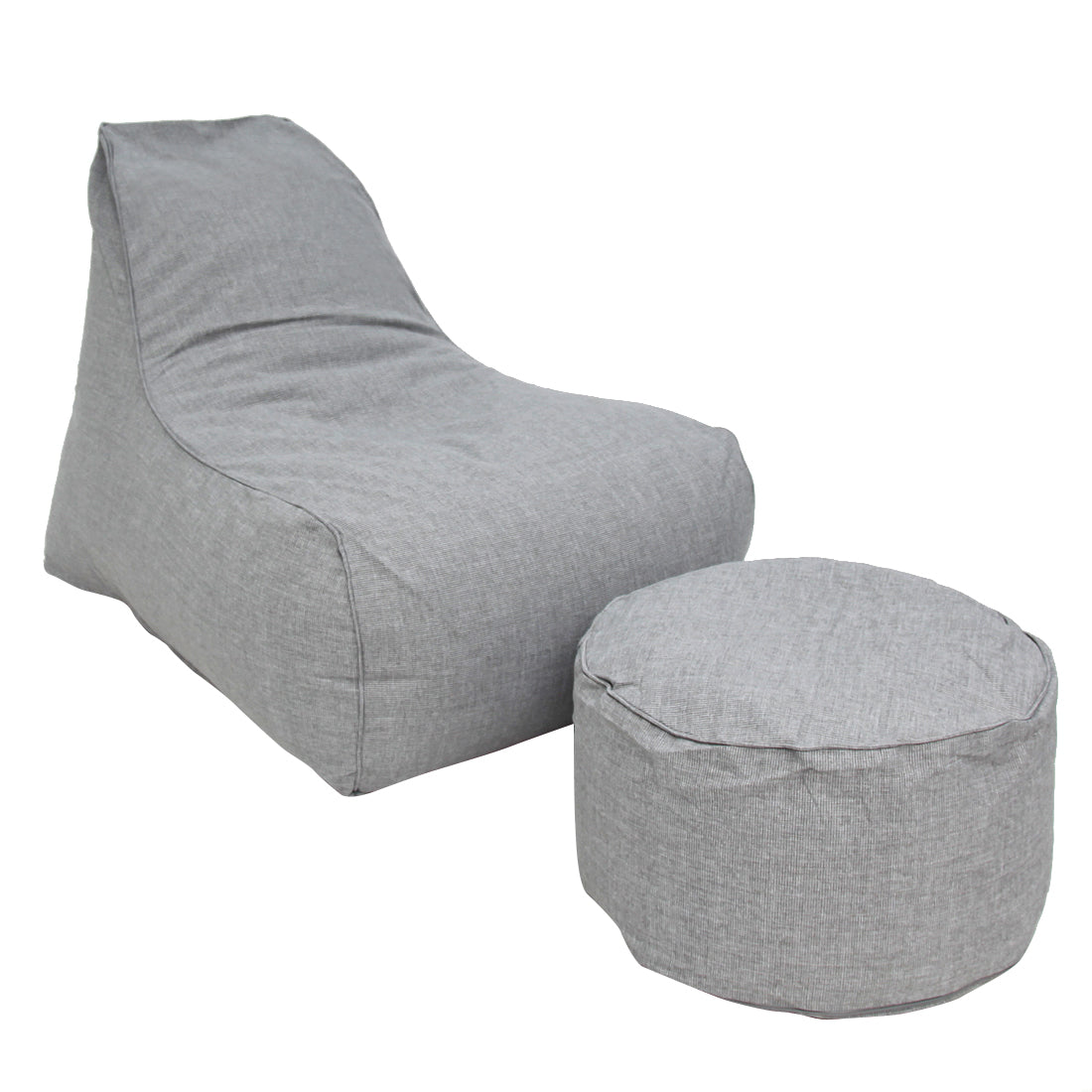 Deluxe Lounger and Round Pouf Light Grey