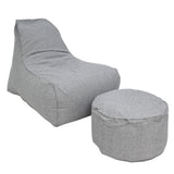 Deluxe Lounger and Round Pouf Light Grey