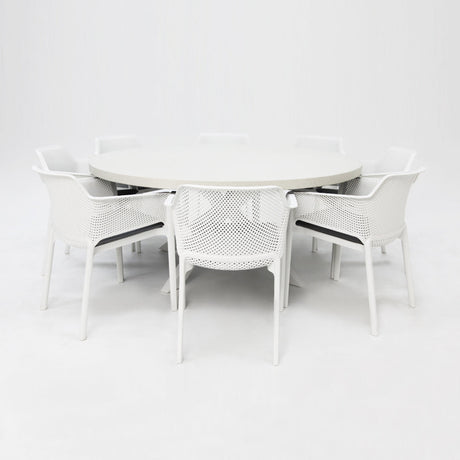 Drift Bailey Armchair Round 9pc Terrazzo Dining Setting