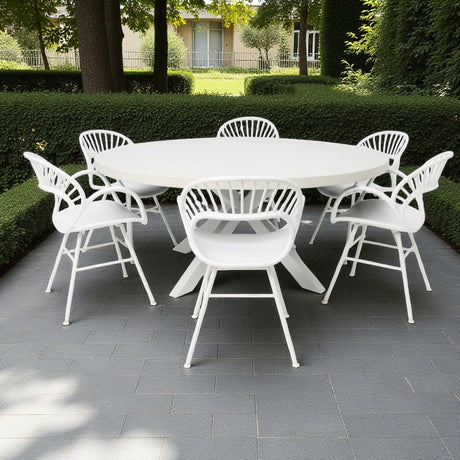 Drift Fantail Round 7pc Terrazzo Dining Setting
