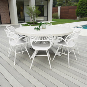 Drift Fantail Round 9pc Terrazzo Dining Setting
