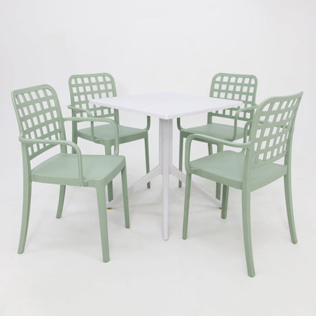 Frankie 5pc Armchair Dining Setting - Green/White