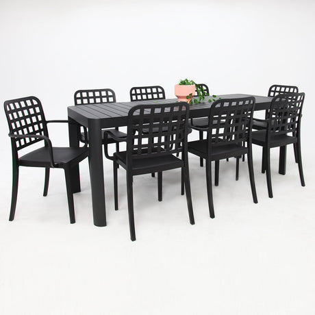 Frankie Azura 9pc Dining Set Armchair - Black