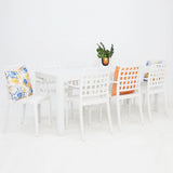 Frankie Azura 9pc Dining Set Armchair - White