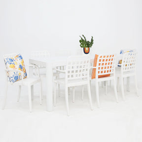 Frankie Azura 9pc Dining Set Armchair - White