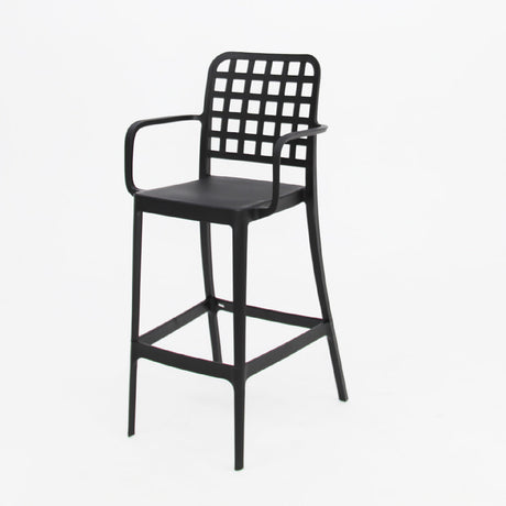 Frankie Resin Barstool with Arms - Black