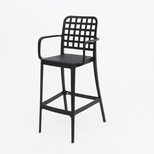 Frankie Resin Barstool with Arms - Black