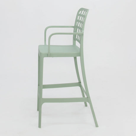 Frankie Resin Barstool with Arms - Green