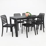 Frankie Azura 7pc Dining Set Armless - Black