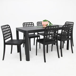 Frankie Azura 7pc Dining Set Armless - Black