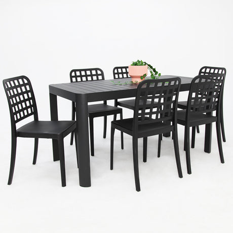Frankie Azura 7pc Dining Set Armless - Black