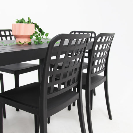 Frankie Azura 7pc Dining Set Armless - Black