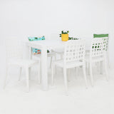 Frankie Azura 7pc Dining Set Armless - White
