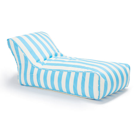 Laid Back Light Blue + White Outdoor Beanbag