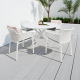 Persia Bailey Armchair Round 5pc Dining Setting - White