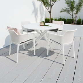 Persia Bailey Armchair Round 5pc Dining Setting - White