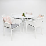 Persia Bailey Armchair Round 7pc Dining Setting - White