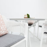 Persia Bailey Armchair Round 7pc Dining Setting - White