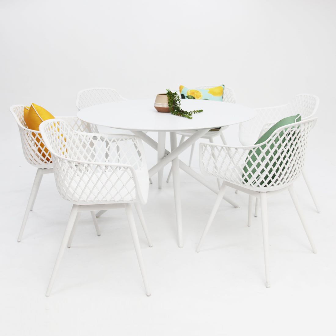 Persia Java Round 7pc Dining Setting - White