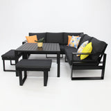 Hayman Corner Lounge Setting with Footstools - Black