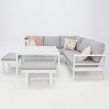 Hayman Corner Lounge Setting with Footstools - White