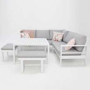 Hayman Corner Lounge Setting with Footstools - White