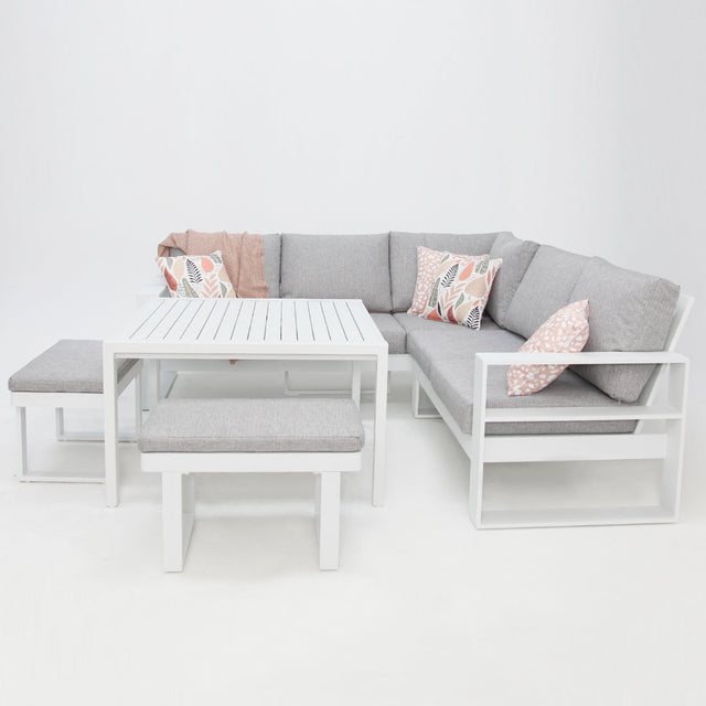 Hayman Corner Lounge Setting with Footstools - White