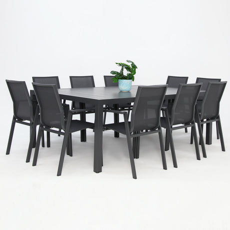 Queensville 11pc Deluxe Dining Setting - Gunmetal